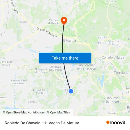 Robledo De Chavela to Vegas De Matute map