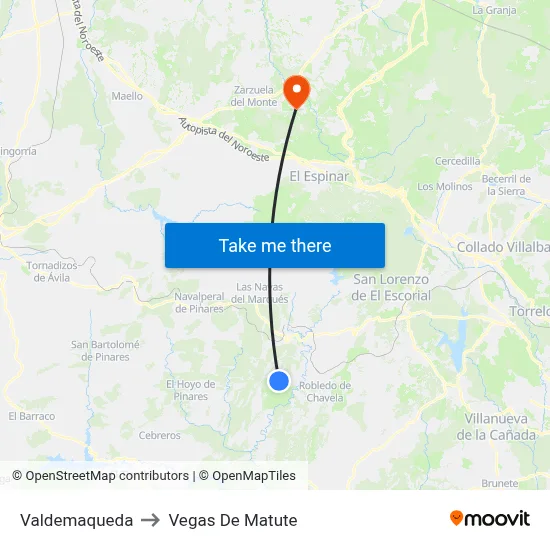 Valdemaqueda to Vegas De Matute map