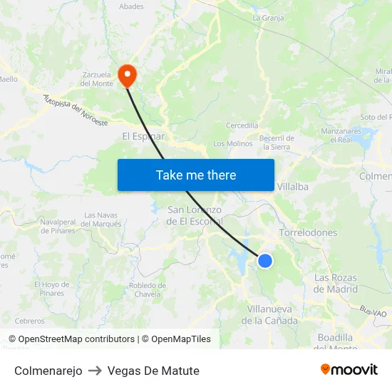Colmenarejo to Vegas De Matute map
