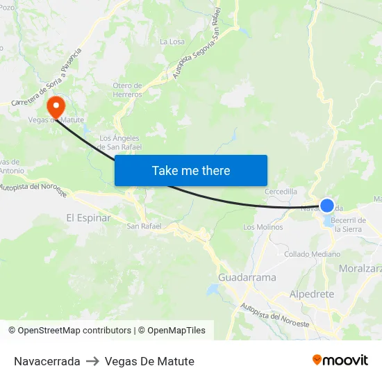 Navacerrada to Vegas De Matute map
