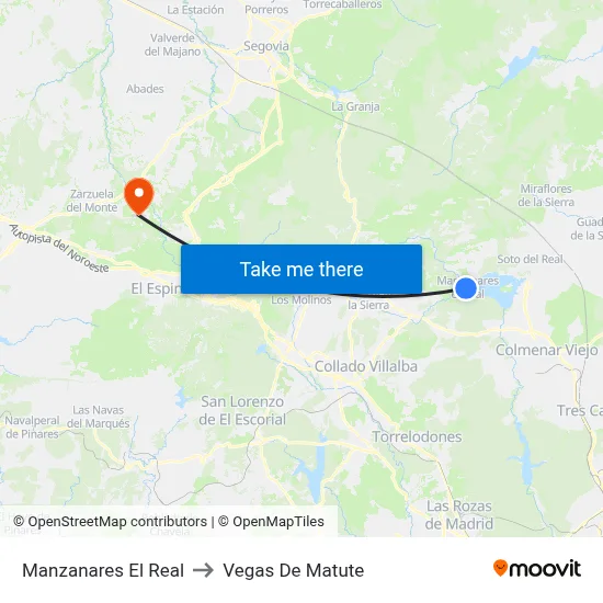 Manzanares El Real to Vegas De Matute map