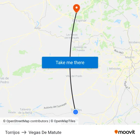 Torrijos to Vegas De Matute map