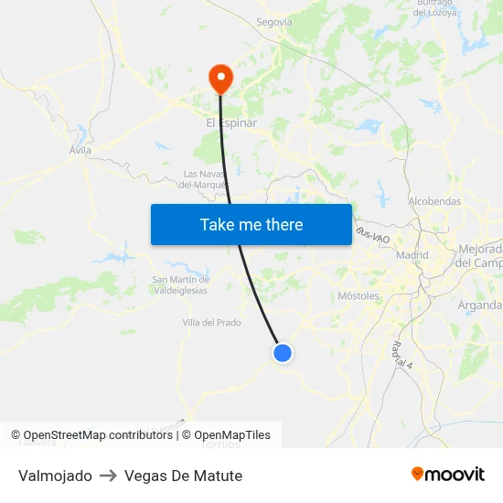 Valmojado to Vegas De Matute map