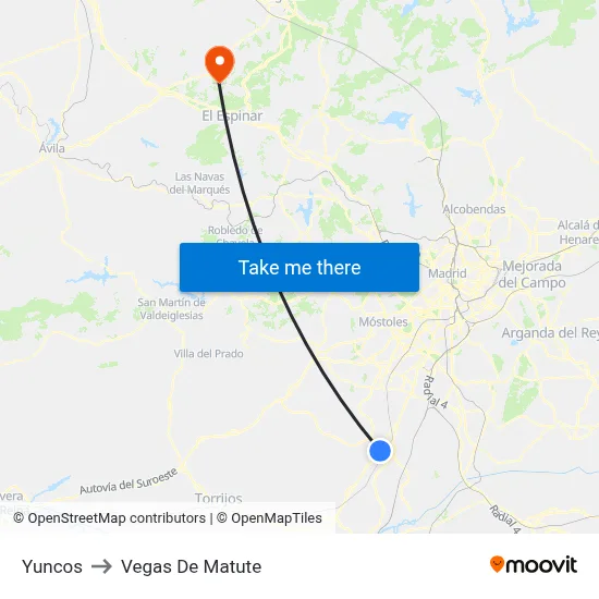 Yuncos to Vegas De Matute map