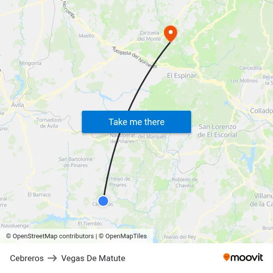Cebreros to Vegas De Matute map