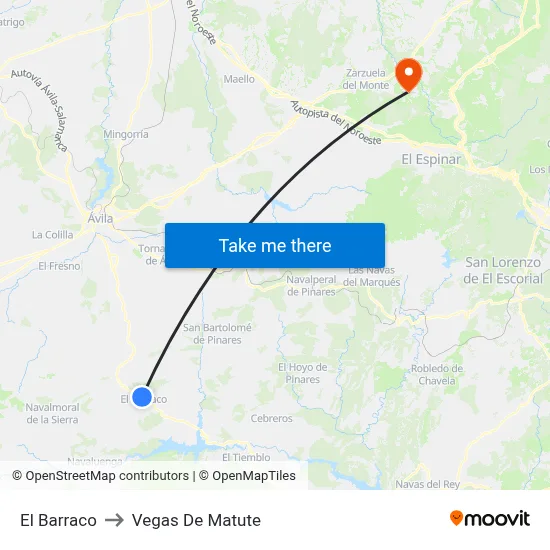 El Barraco to Vegas De Matute map