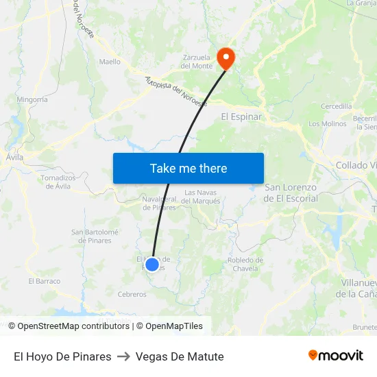 El Hoyo De Pinares to Vegas De Matute map