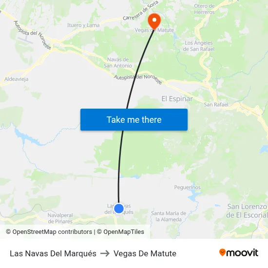 Las Navas Del Marqués to Vegas De Matute map