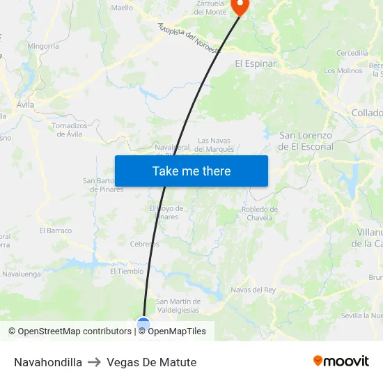 Navahondilla to Vegas De Matute map