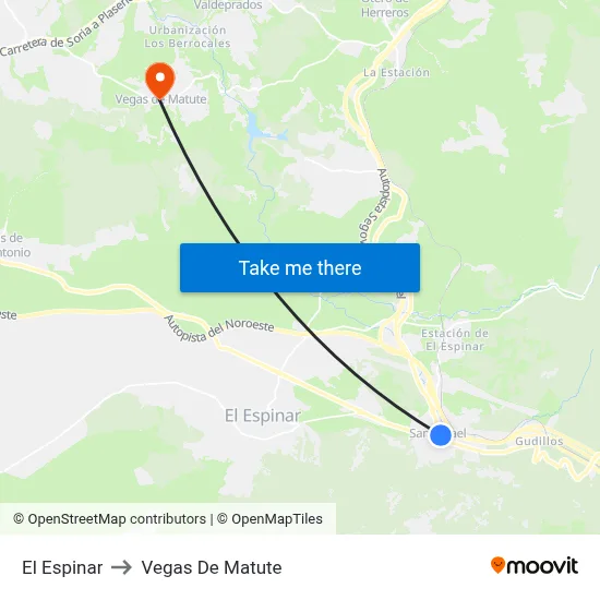 El Espinar to Vegas De Matute map