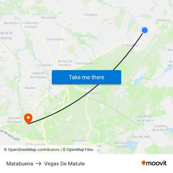 Matabuena to Vegas De Matute map