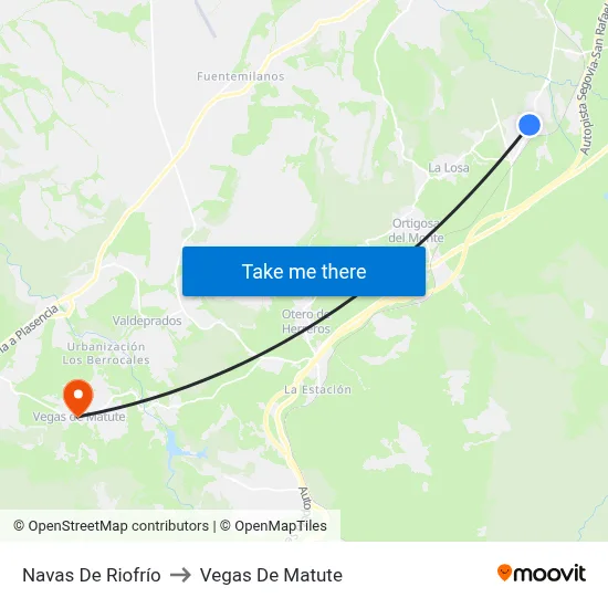 Navas De Riofrío to Vegas De Matute map