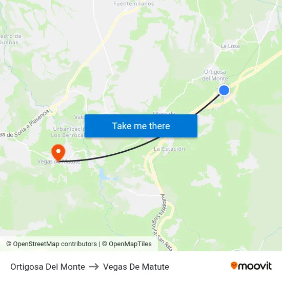 Ortigosa Del Monte to Vegas De Matute map