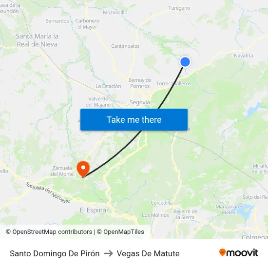Santo Domingo De Pirón to Vegas De Matute map