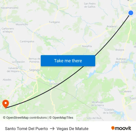 Santo Tomé Del Puerto to Vegas De Matute map