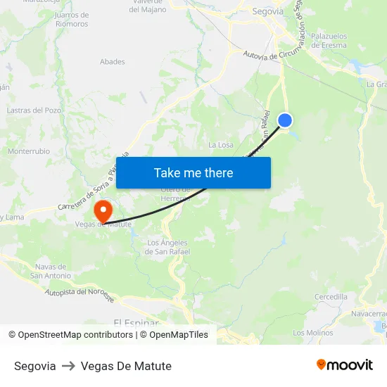Segovia to Vegas De Matute map