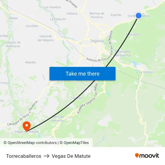 Torrecaballeros to Vegas De Matute map