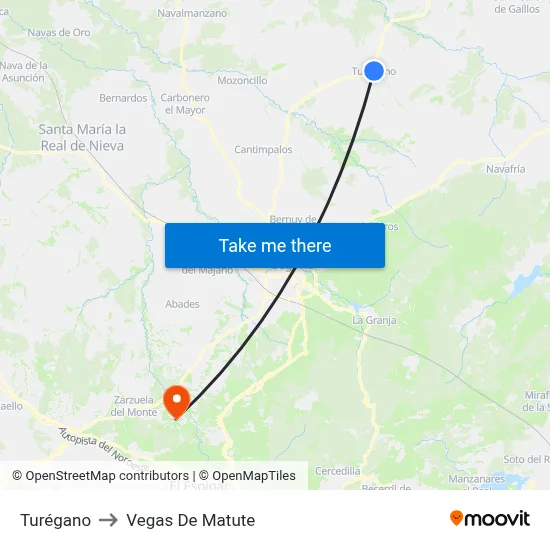 Turégano to Vegas De Matute map