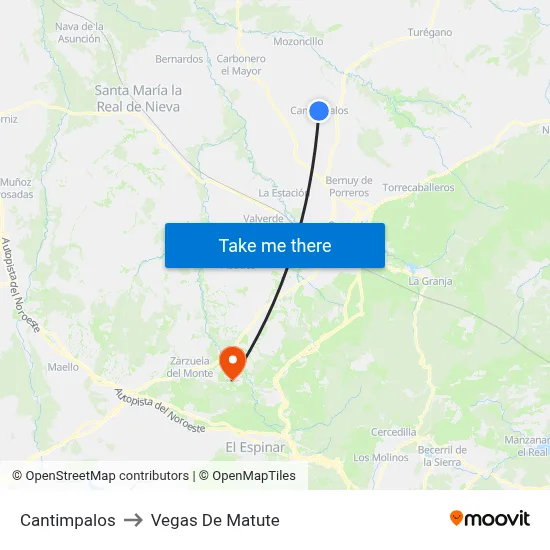 Cantimpalos to Vegas De Matute map