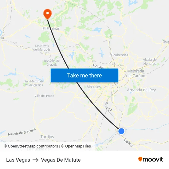 Las Vegas to Vegas De Matute map