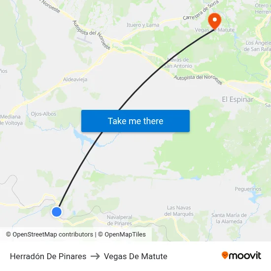 Herradón De Pinares to Vegas De Matute map