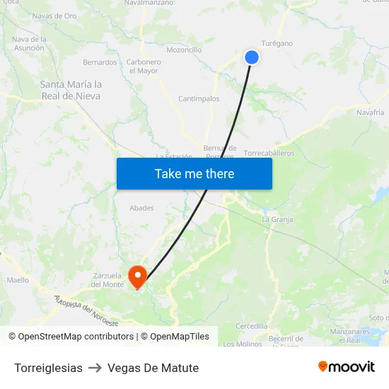 Torreiglesias to Vegas De Matute map