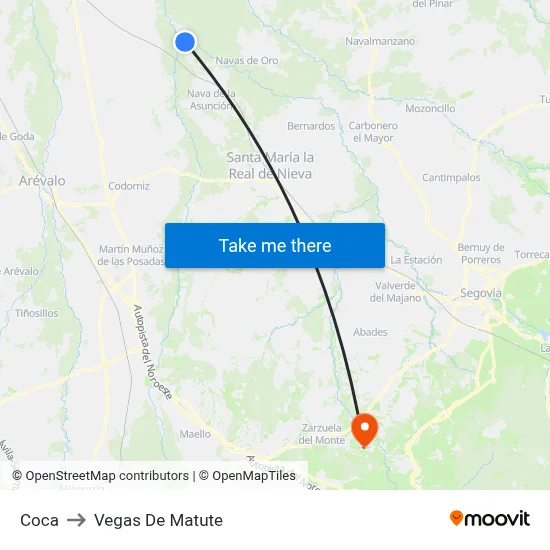 Coca to Vegas De Matute map