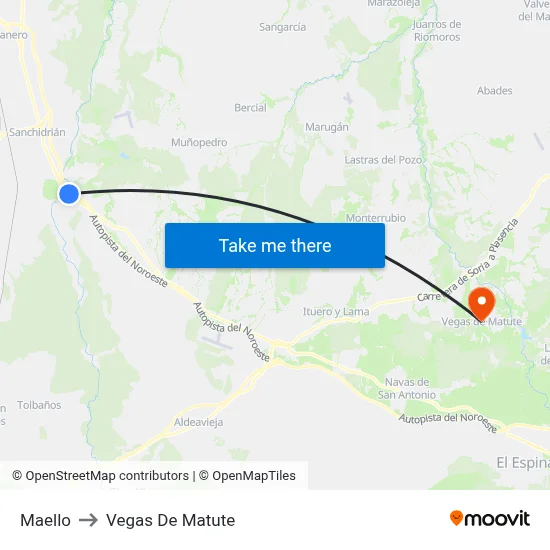 Maello to Vegas De Matute map