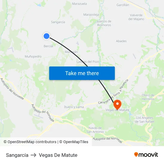 Sangarcía to Vegas De Matute map