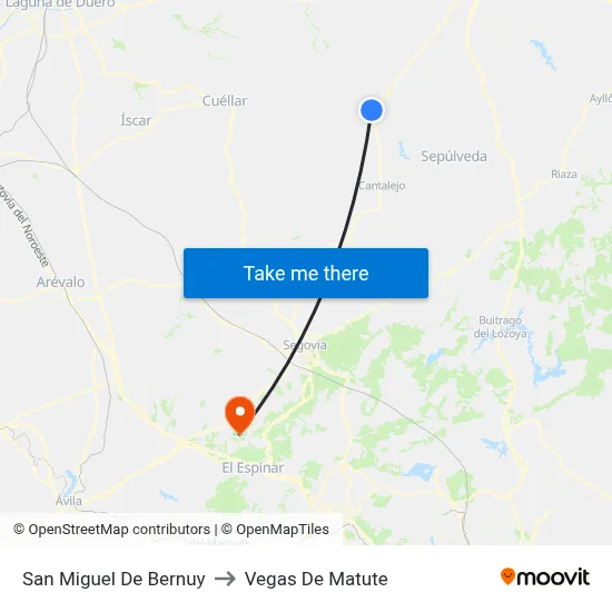 San Miguel De Bernuy to Vegas De Matute map