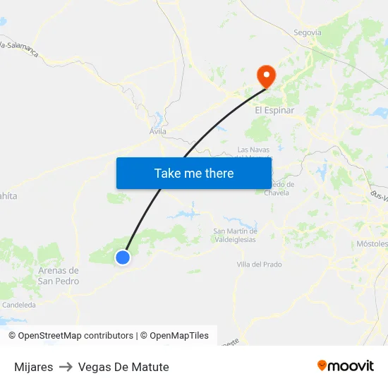Mijares to Vegas De Matute map
