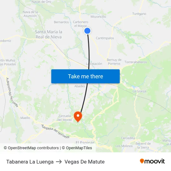 Tabanera La Luenga to Vegas De Matute map