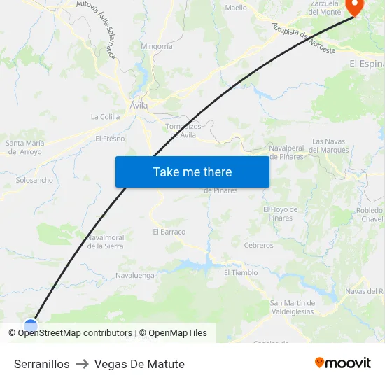 Serranillos to Vegas De Matute map