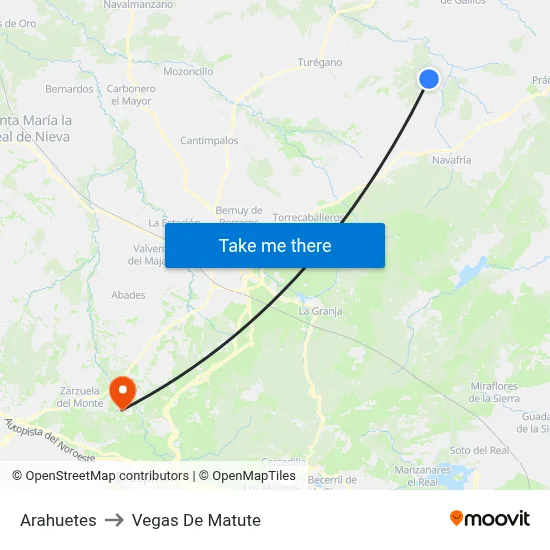 Arahuetes to Vegas De Matute map