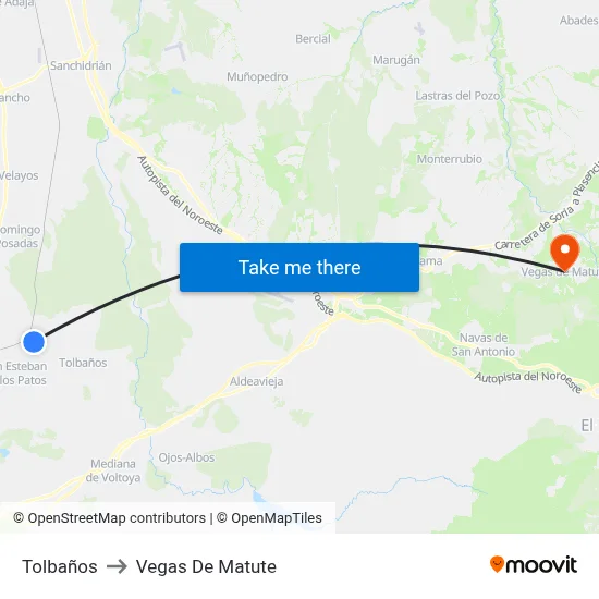 Tolbaños to Vegas De Matute map