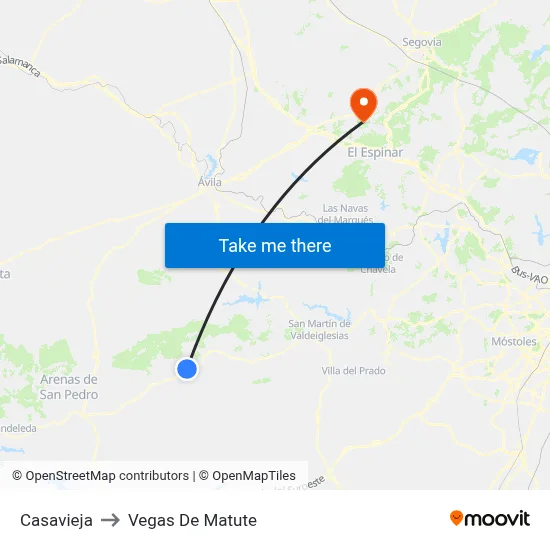 Casavieja to Vegas De Matute map