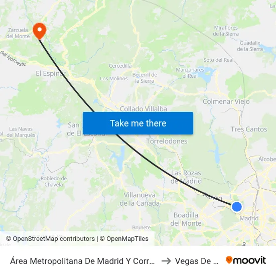 Área Metropolitana De Madrid Y Corredor Del Henares to Vegas De Matute map