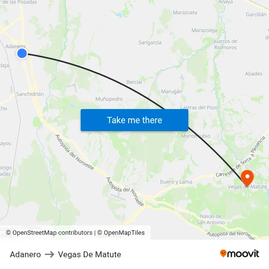 Adanero to Vegas De Matute map