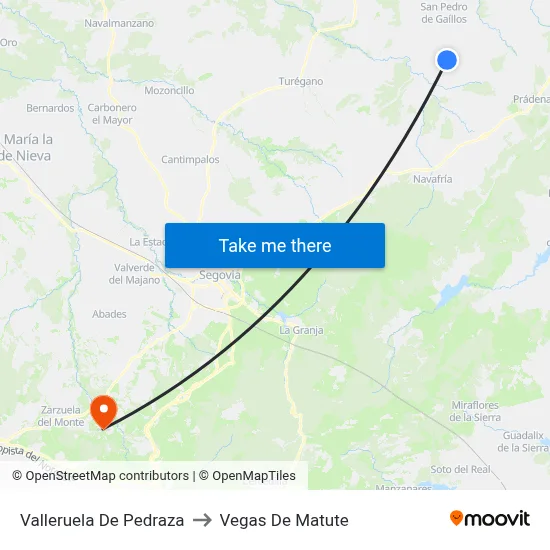 Valleruela De Pedraza to Vegas De Matute map
