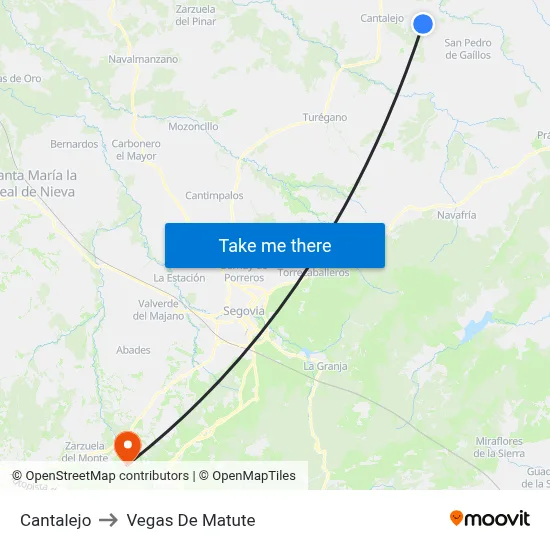 Cantalejo to Vegas De Matute map