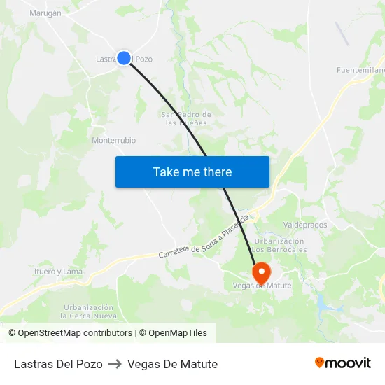Lastras Del Pozo to Vegas De Matute map