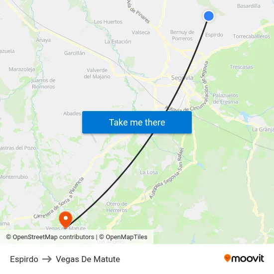 Espirdo to Vegas De Matute map
