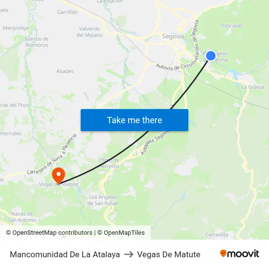 Mancomunidad De La Atalaya to Vegas De Matute map