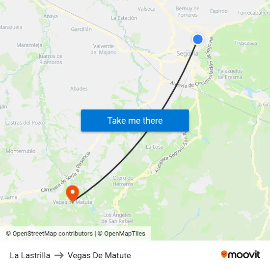 La Lastrilla to Vegas De Matute map