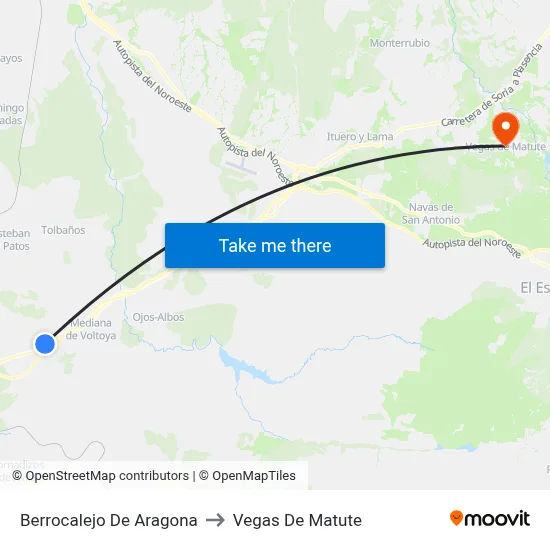 Berrocalejo De Aragona to Vegas De Matute map