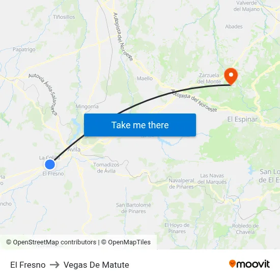 El Fresno to Vegas De Matute map