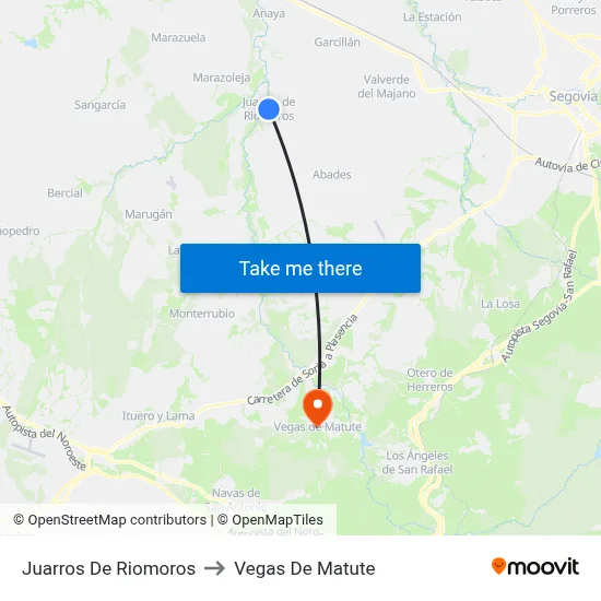Juarros De Riomoros to Vegas De Matute map