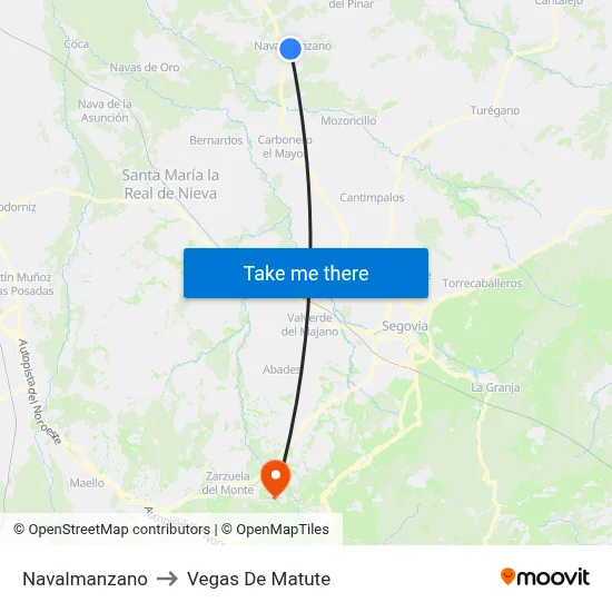 Navalmanzano to Vegas De Matute map