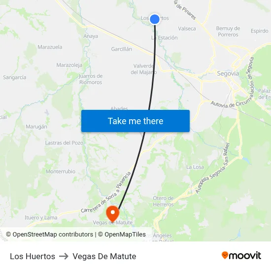Los Huertos to Vegas De Matute map