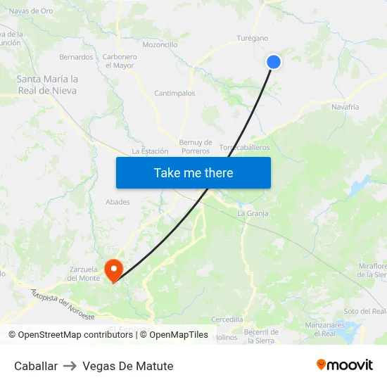 Caballar to Vegas De Matute map